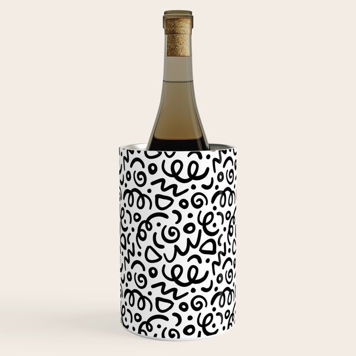 Fun black line doodle art pattern Wine Chiller Gallery Image 1
