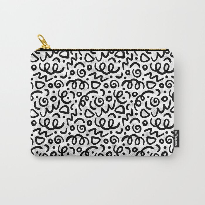 Fun black line doodle art pattern Carry All Pouch Gallery Image 1