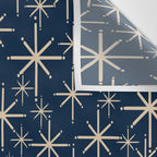 Mid Century Modern Twinkling Starburst Retro Atomic Pattern in Navy Blue and Beige  Wall Tapestry Gallery Image 3