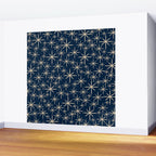 Mid Century Modern Twinkling Starburst Retro Atomic Pattern in Navy Blue and Beige  Wall Mural Gallery Image 2