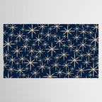 Mid Century Modern Twinkling Starburst Retro Atomic Pattern in Navy Blue and Beige  Tablecloth Gallery Image 2