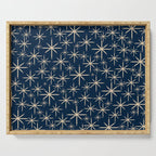 Mid Century Modern Twinkling Starburst Retro Atomic Pattern in Navy Blue and Beige  Serving Tray Gallery Image 1
