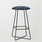 Mid Century Modern Twinkling Starburst Retro Atomic Pattern in Navy Blue and Beige  Stool Gallery Image 1