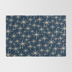 Mid Century Modern Twinkling Starburst Retro Atomic Pattern in Navy Blue and Beige  Rug Gallery Image 2