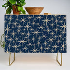 Mid Century Modern Twinkling Starburst Retro Atomic Pattern in Navy Blue and Beige  Credenza Gallery Image 1
