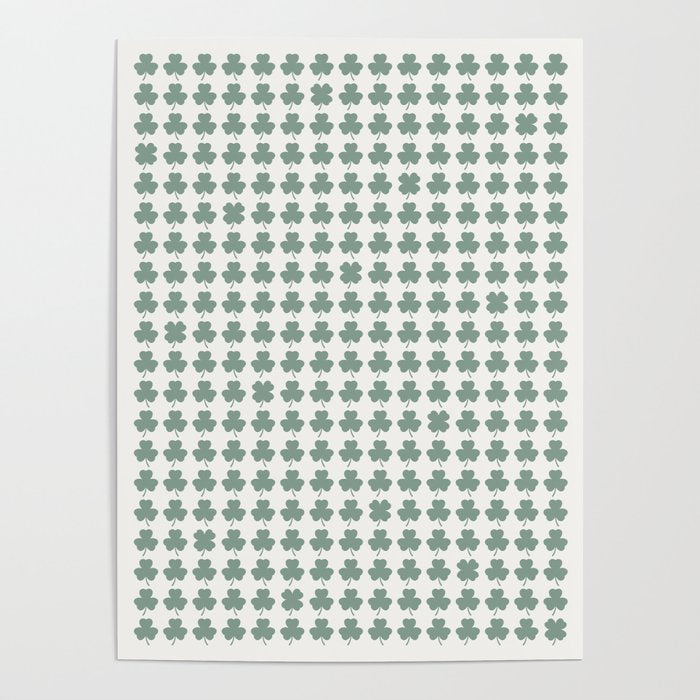Clovers XXXII Sage Green Botanical Pattern Poster Gallery Image 4