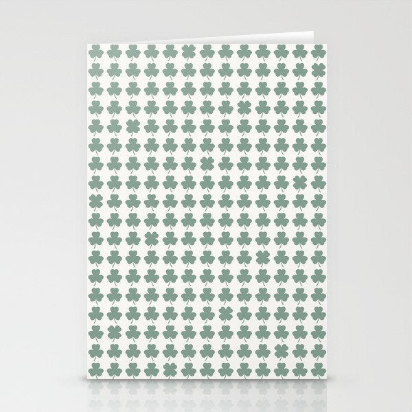 Clovers XXXII Sage Green Botanical Pattern Stationery Card Gallery Image 1