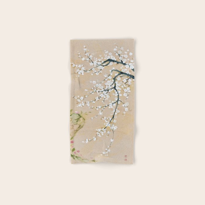 Ume flower painting,korean painting. chinoiserie. Bath Towel Gallery Image 1
