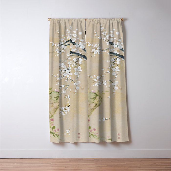 Ume flower painting,korean painting. chinoiserie. Window Curtain Gallery Image 3
