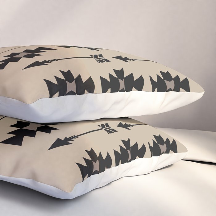 Southwestern Arrow Pattern 232 Black and Beige Pillow Sham Gallery Image 3