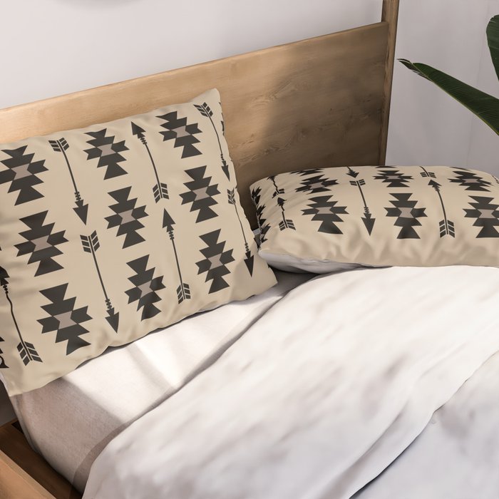Southwestern Arrow Pattern 232 Black and Beige Pillow Sham Gallery Image 2