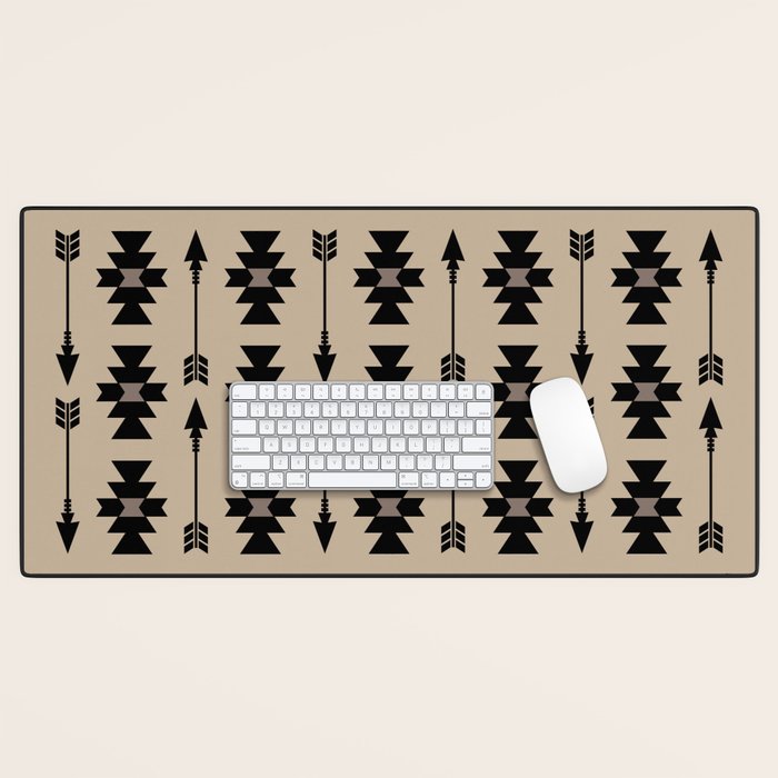 Southwestern Arrow Pattern 232 Black and Beige Desk Mat Gallery Image 1