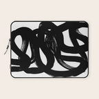 Swirl Black & White Minimalist Abstract Mid century Ink Art Dark Brush Strokes Laptop Sleeve Gallery Image 1