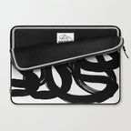 Swirl Black & White Minimalist Abstract Mid century Ink Art Dark Brush Strokes Laptop Sleeve Gallery Image 2