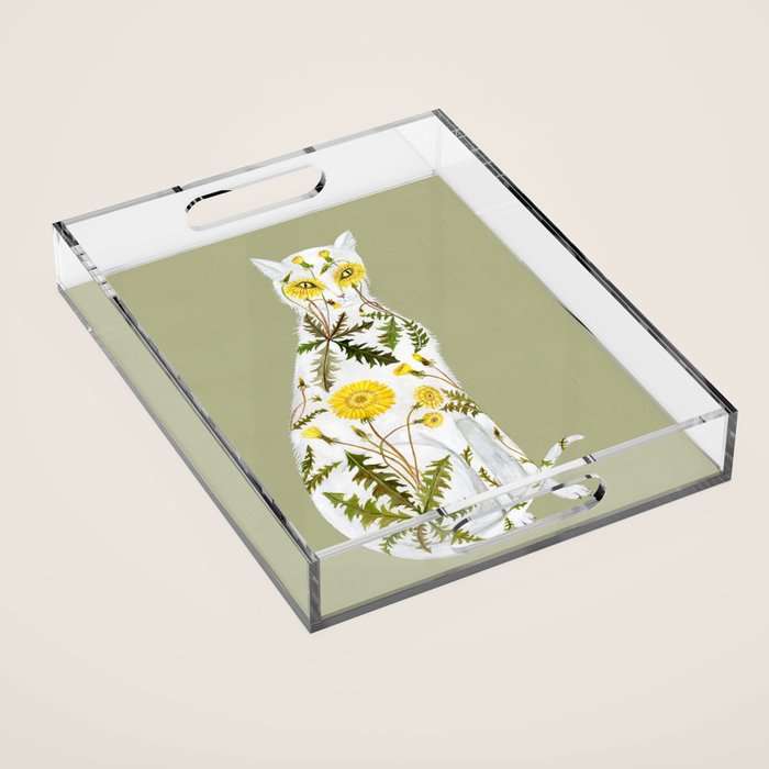 Dandelion Cat Acrylic Tray Gallery Image 1