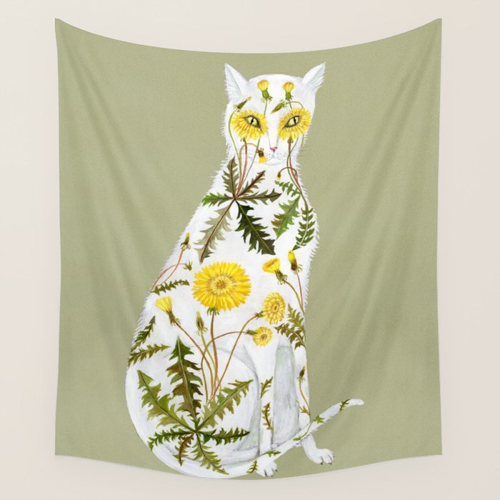 Dandelion Cat Wall Tapestry Gallery Image 4