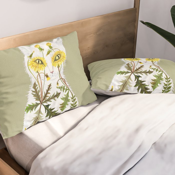 Dandelion Cat Pillow Sham Gallery Image 2