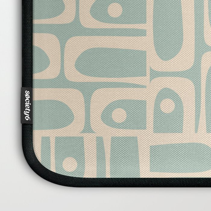 Mid Century Modern Piquet Multi Geometric Pattern in Light Celadon Teal Laptop Sleeve Gallery Image 3