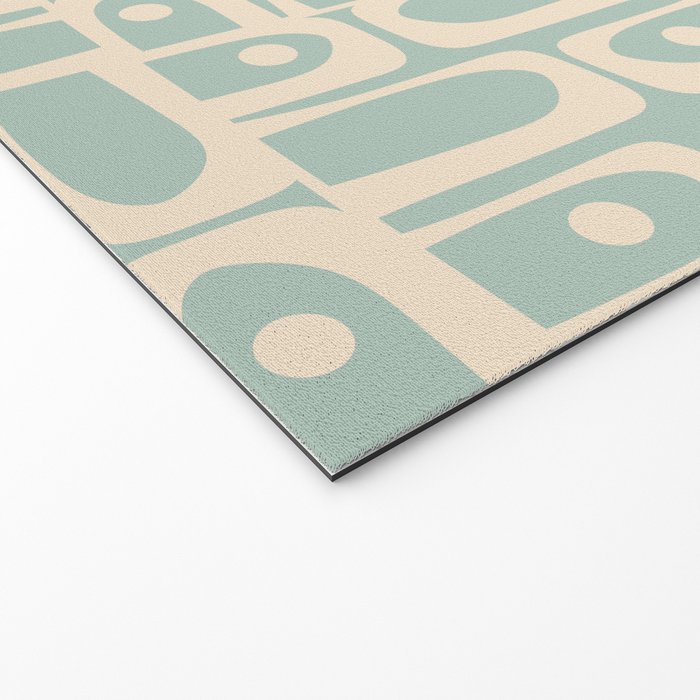 Mid Century Modern Piquet Multi Geometric Pattern in Light Celadon Teal Welcome Mat Gallery Image 2