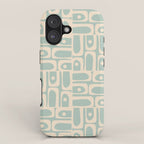 Mid Century Modern Piquet Multi Geometric Pattern in Light Celadon Teal iPhone Case Gallery Image 1