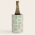 Mid Century Modern Piquet Multi Geometric Pattern in Light Celadon Teal Wine Chiller Gallery Image 3