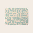 Mid Century Modern Piquet Multi Geometric Pattern in Light Celadon Teal Bath Mat Gallery Image 1