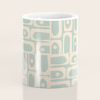 Mid Century Modern Piquet Multi Geometric Pattern in Light Celadon Teal Coffee Mug Gallery Image 4