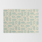 Mid Century Modern Piquet Multi Geometric Pattern in Light Celadon Teal Rug Gallery Image 2