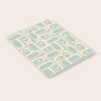 Mid Century Modern Piquet Multi Geometric Pattern in Light Celadon Teal Notebook Gallery Image 2