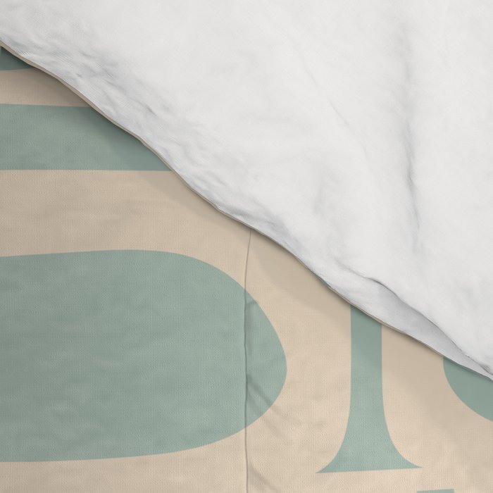 Mid Century Modern Piquet Multi Geometric Pattern in Light Celadon Teal Comforter Gallery Image 4
