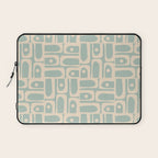 Mid Century Modern Piquet Multi Geometric Pattern in Light Celadon Teal Laptop Sleeve Gallery Image 1