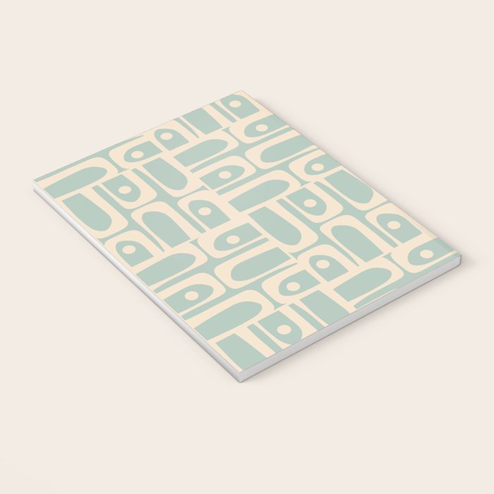 Mid Century Modern Piquet Multi Geometric Pattern in Light Celadon Teal Notebook Gallery Image 3