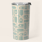 Mid Century Modern Piquet Multi Geometric Pattern in Light Celadon Teal Travel Mug Gallery Image 2