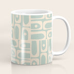 Mid Century Modern Piquet Multi Geometric Pattern in Light Celadon Teal Coffee Mug Gallery Image 1