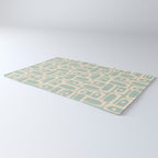 Mid Century Modern Piquet Multi Geometric Pattern in Light Celadon Teal Rug Gallery Image 3
