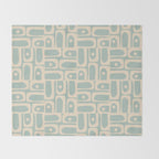 Mid Century Modern Piquet Multi Geometric Pattern in Light Celadon Teal Throw Blanket Gallery Image 2