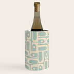 Mid Century Modern Piquet Multi Geometric Pattern in Light Celadon Teal Wine Chiller Gallery Image 2