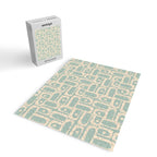 Mid Century Modern Piquet Multi Geometric Pattern in Light Celadon Teal Jigsaw Puzzle Gallery Image 2
