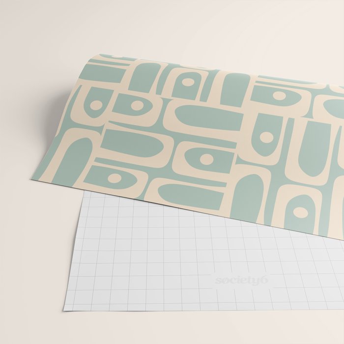 Mid Century Modern Piquet Multi Geometric Pattern in Light Celadon Teal Wrapping Paper Gallery Image 2