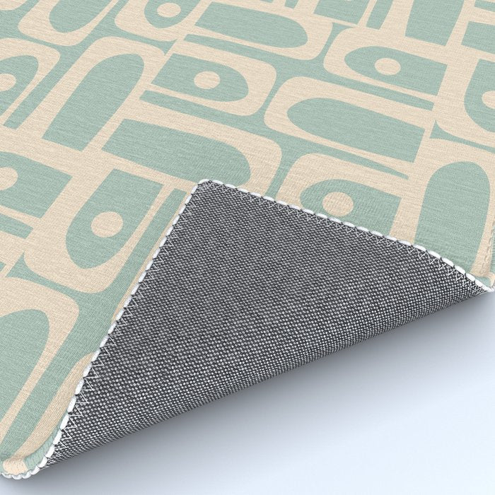 Mid Century Modern Piquet Multi Geometric Pattern in Light Celadon Teal Rug Gallery Image 4