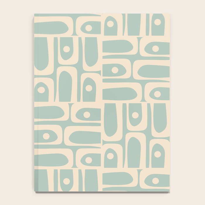 Mid Century Modern Piquet Multi Geometric Pattern in Light Celadon Teal Notebook Gallery Image 4
