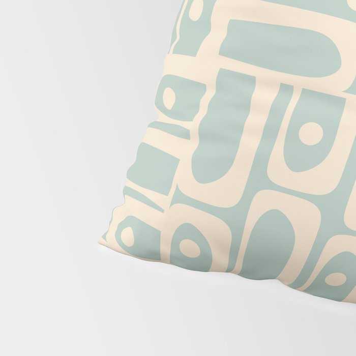 Mid Century Modern Piquet Multi Geometric Pattern in Light Celadon Teal Pillow Sham Gallery Image 4