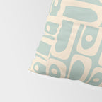 Mid Century Modern Piquet Multi Geometric Pattern in Light Celadon Teal Pillow Sham Gallery Image 4
