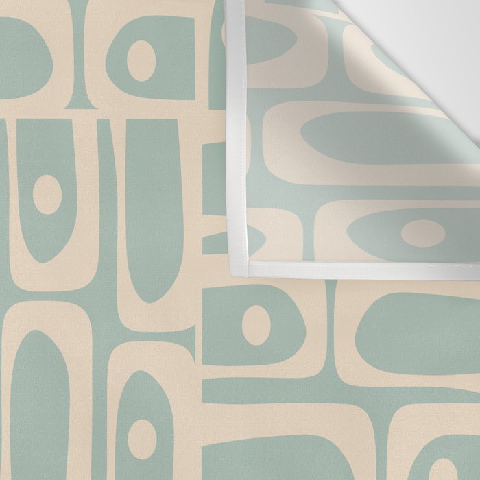 Mid Century Modern Piquet Multi Geometric Pattern in Light Celadon Teal Wall Tapestry Gallery Image 3