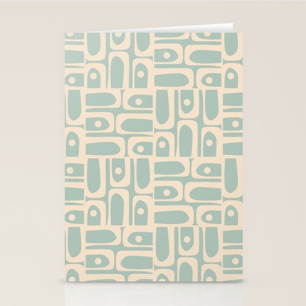 Mid Century Modern Piquet Multi Geometric Pattern in Light Celadon Teal Stationery Card Gallery Image 2