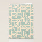 Mid Century Modern Piquet Multi Geometric Pattern in Light Celadon Teal Stationery Card Gallery Image 2