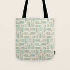 Mid Century Modern Piquet Multi Geometric Pattern in Light Celadon Teal Tote Bag Gallery Image 1