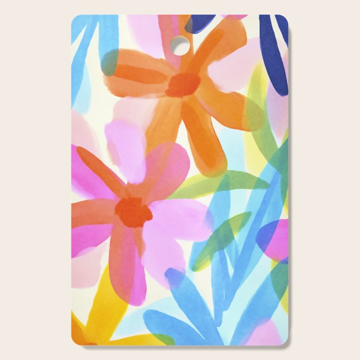 Sunny Day Bold Abstract Florals Multicolor Cheerful Summer Pattern Cutting Board Gallery Image 1