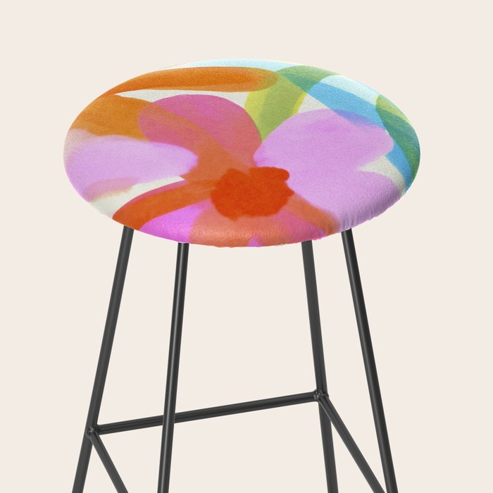 Sunny Day Bold Abstract Florals Multicolor Cheerful Summer Pattern Stool Gallery Image 2