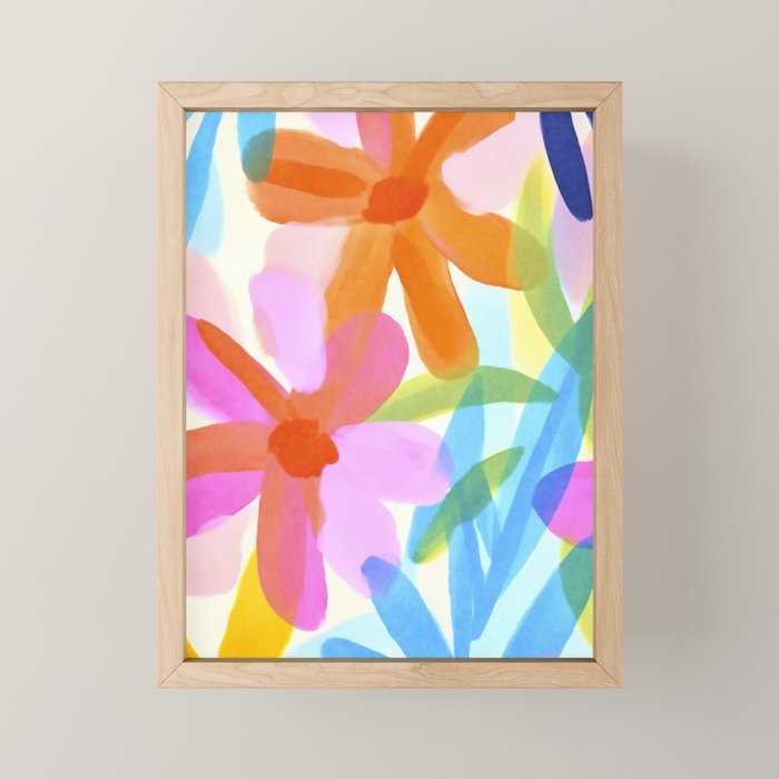 Sunny Day Bold Abstract Florals Multicolor Cheerful Summer Pattern Mini Art Print Gallery Image 1